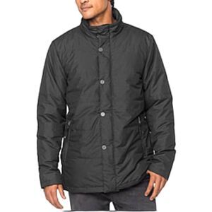 Prana Men's Charcoal Gray Quilted Insulated Zip & Snap Up Puffer Jacket Size M